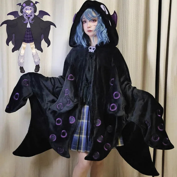 Halloween Cartoon Octopus Wearable Hooded Blanket