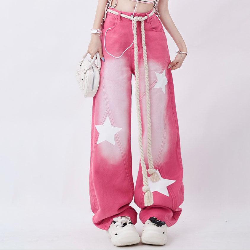 Stars High Waist Pink Jean