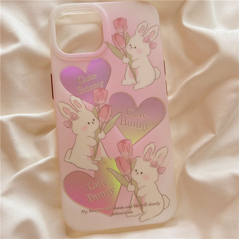 Bunny Flower Love Heart iPhone Case