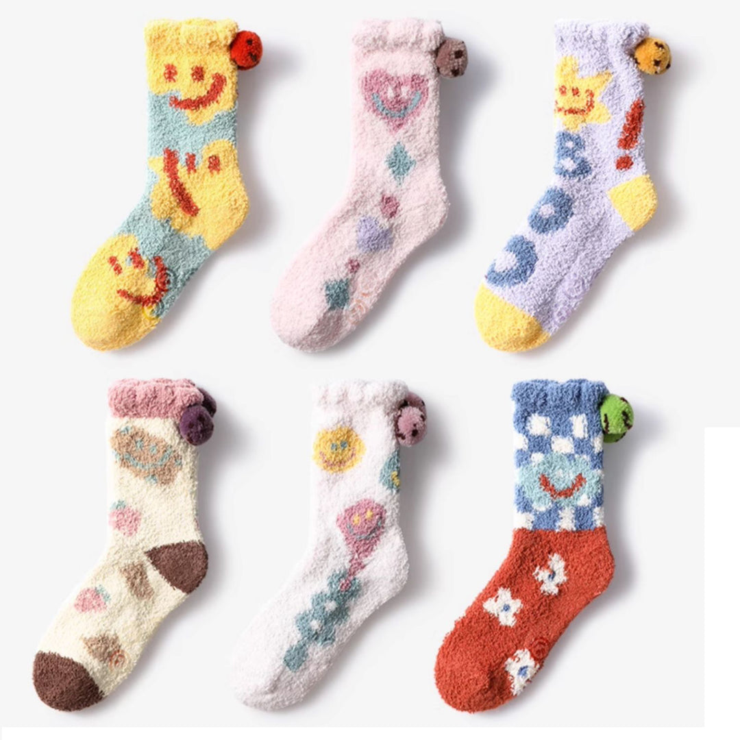 Cute Emoji Coral Fleece Thick Winter Socks