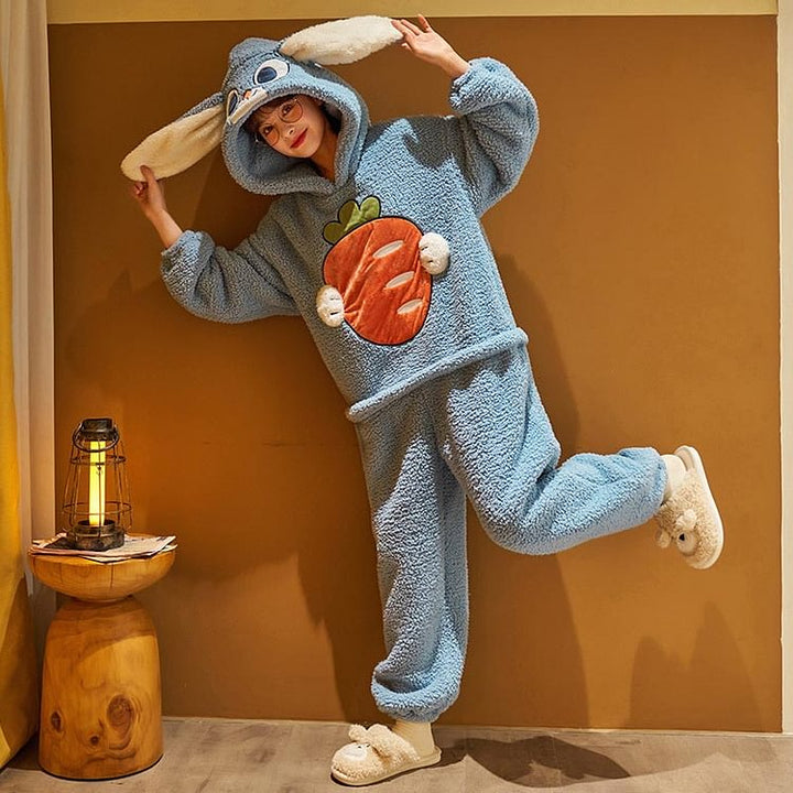 Cartoon Animal Plush Jumpsuit Pajamas