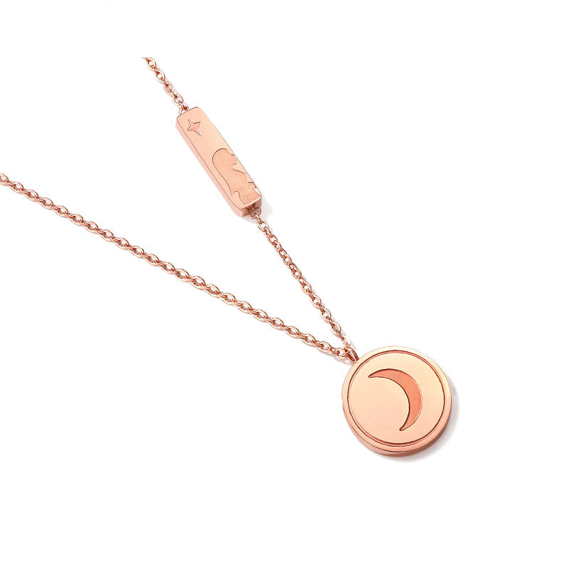 Couple’s Rose Gold Moon and Silver Sun Pendant Necklace
