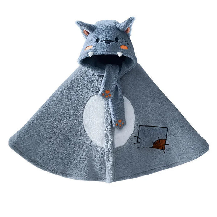 Cartoon Wolf Sheep Plush Wearable Hooded Blanket