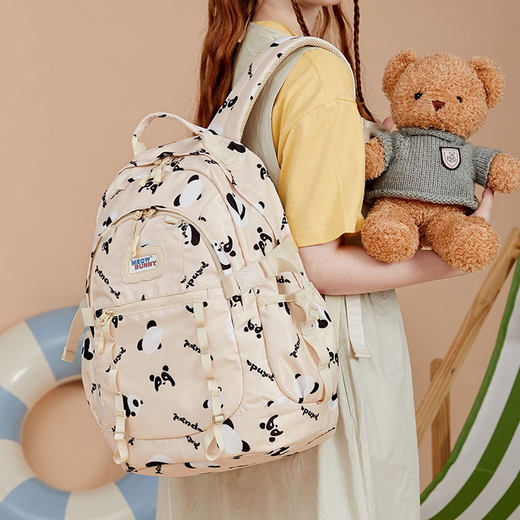 Cute Pandas Print Backpack