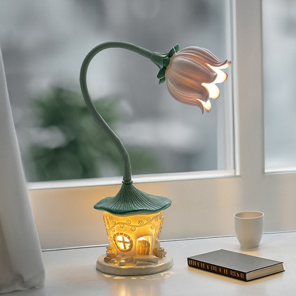 Flower Atop A House Lamp-3 Light Colors