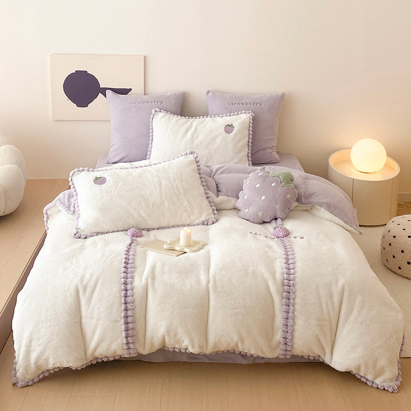 Purple Strawberry Bedding Set