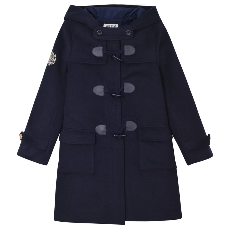 College-Style Thickened Woolen Coat with Horn Buttons