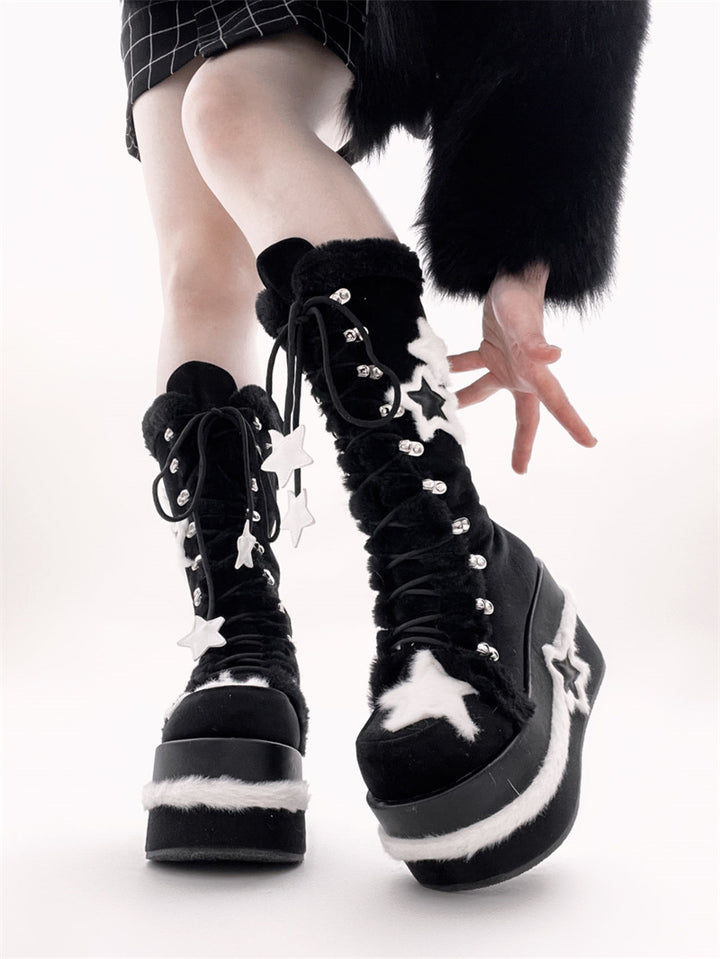 Star Fleece Winter Black Martin Boots
