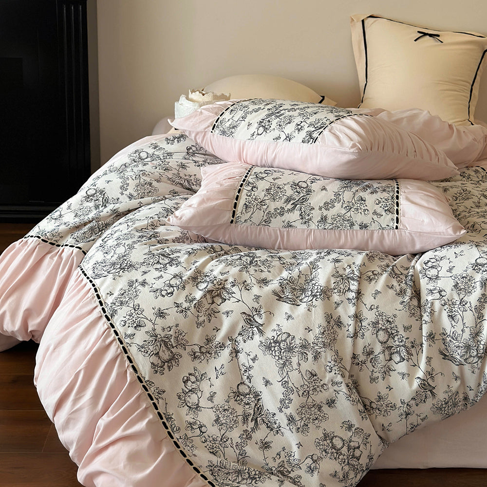 French Vintage Floral Cotton Bedding Set