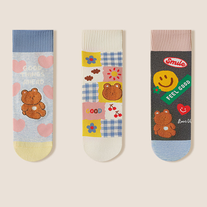 Japanese Cartoon Print Autumn/Winter Socks 5 Pairs /Set