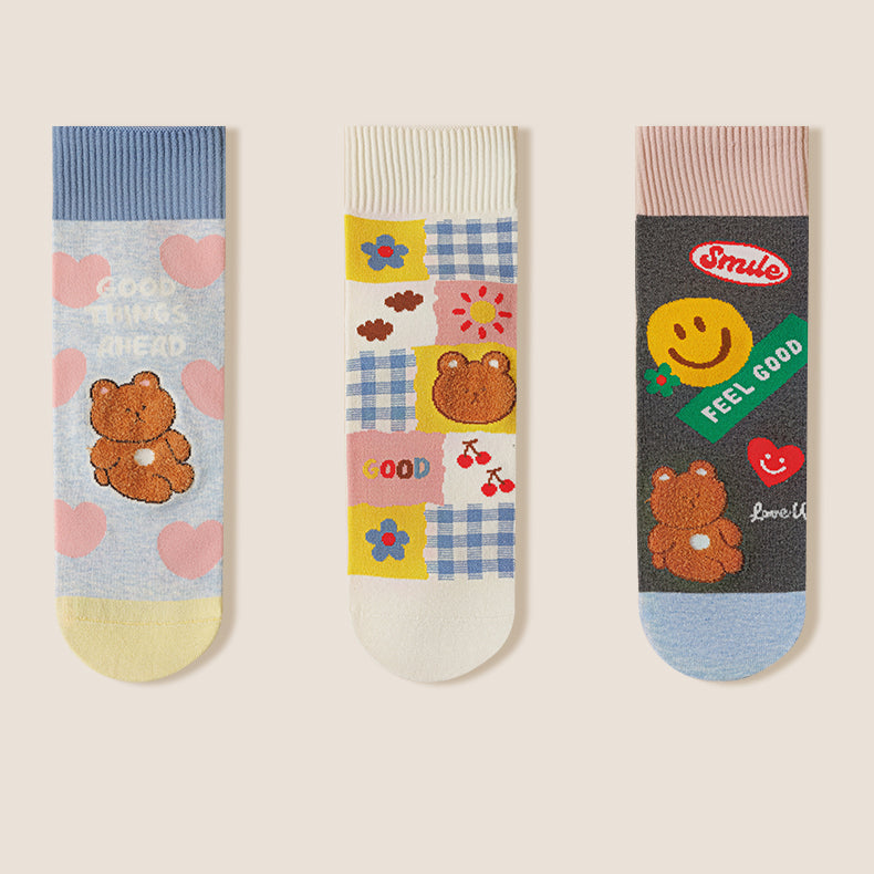 Japanese Cartoon Print Autumn/Winter Socks 5 Pairs /Set
