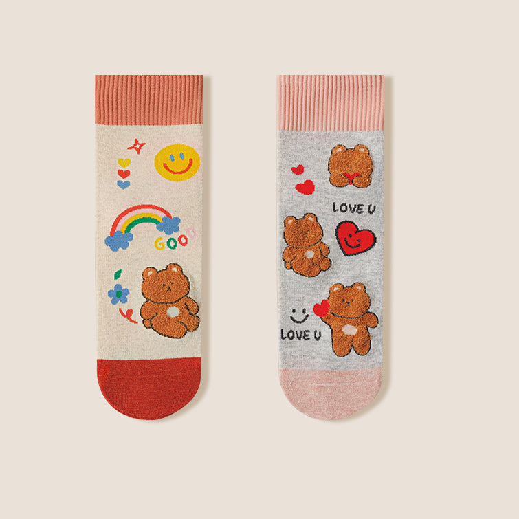 Japanese Cartoon Print Autumn/Winter Socks 5 Pairs /Set