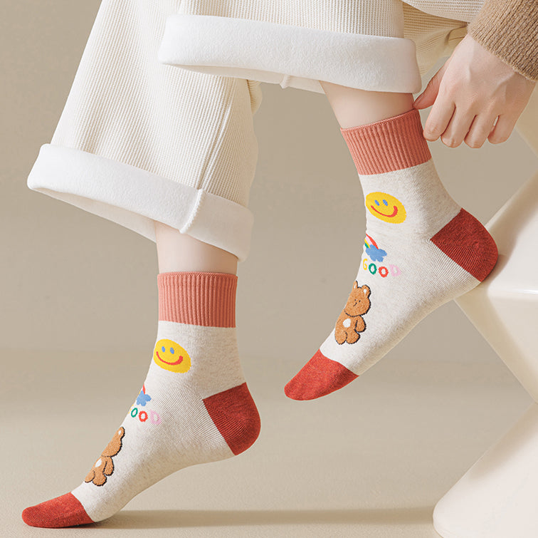 Japanese Cartoon Print Autumn/Winter Socks 5 Pairs /Set