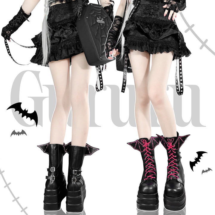 Gothic Punk Bat Platform Boots