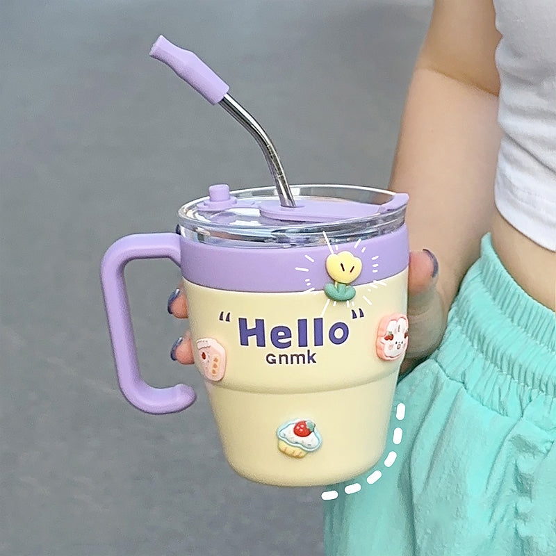 Cute Letters Print Thermos Flask