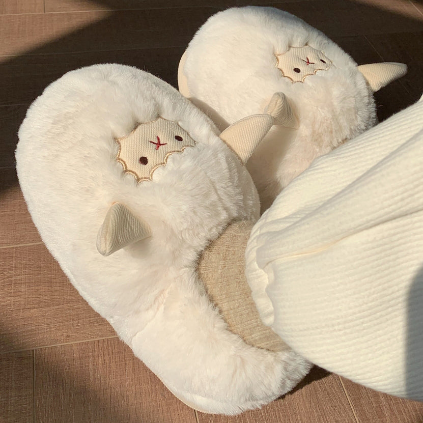 Lovely Sheep Plush Slippers