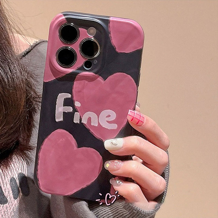 Pink Love Heart Print iPhone Case