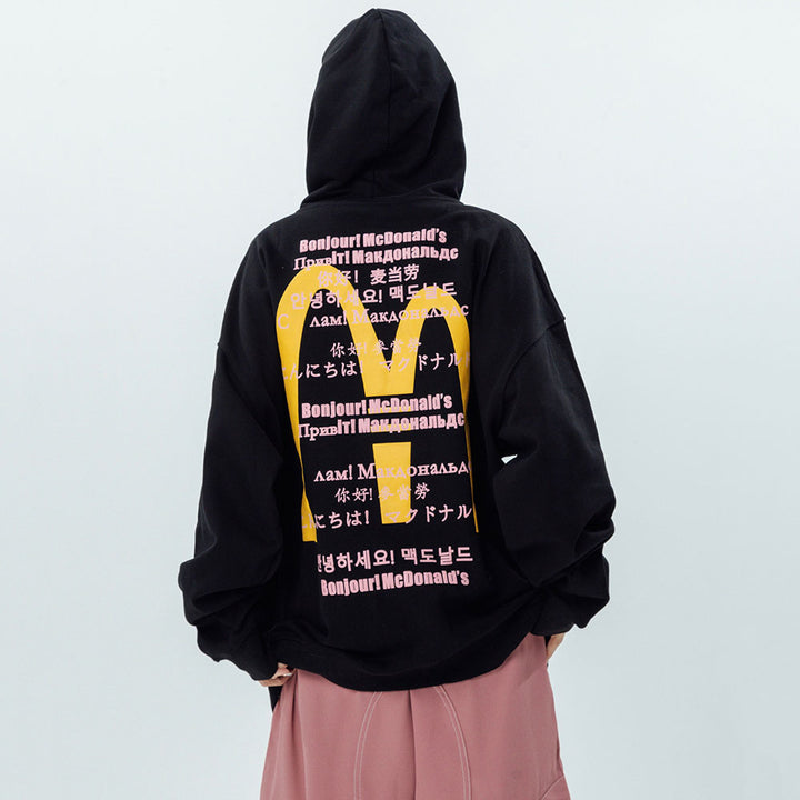 Vintage Letters Print Loose Hoodie