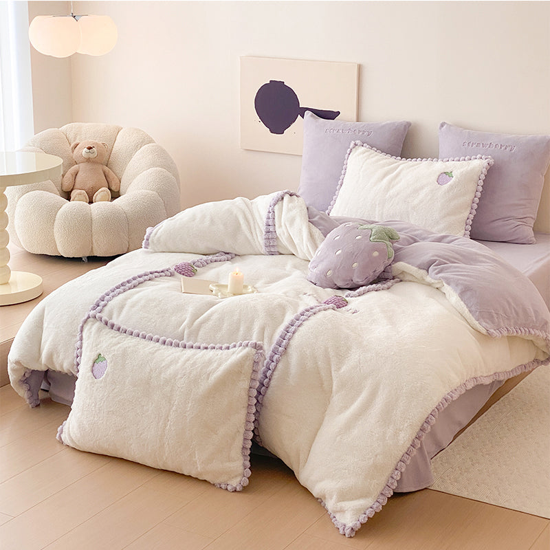 Purple Strawberry Bedding Set