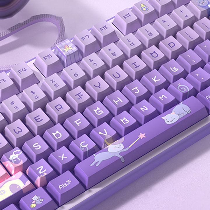 Cartoon Kitty Purple Keycap Set