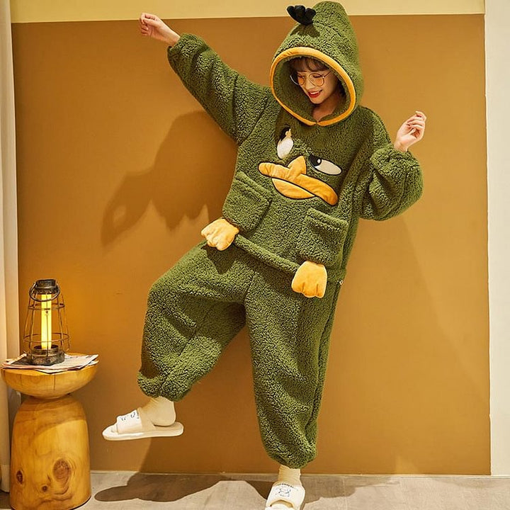 Cartoon Animal Plush Jumpsuit Pajamas