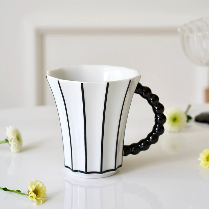 Vintage Black White Vertical Stripes Mug