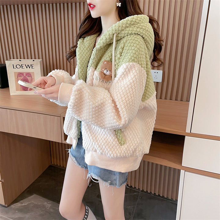 Korean-style Loose-Fit Fleece Hoodie Outerwear