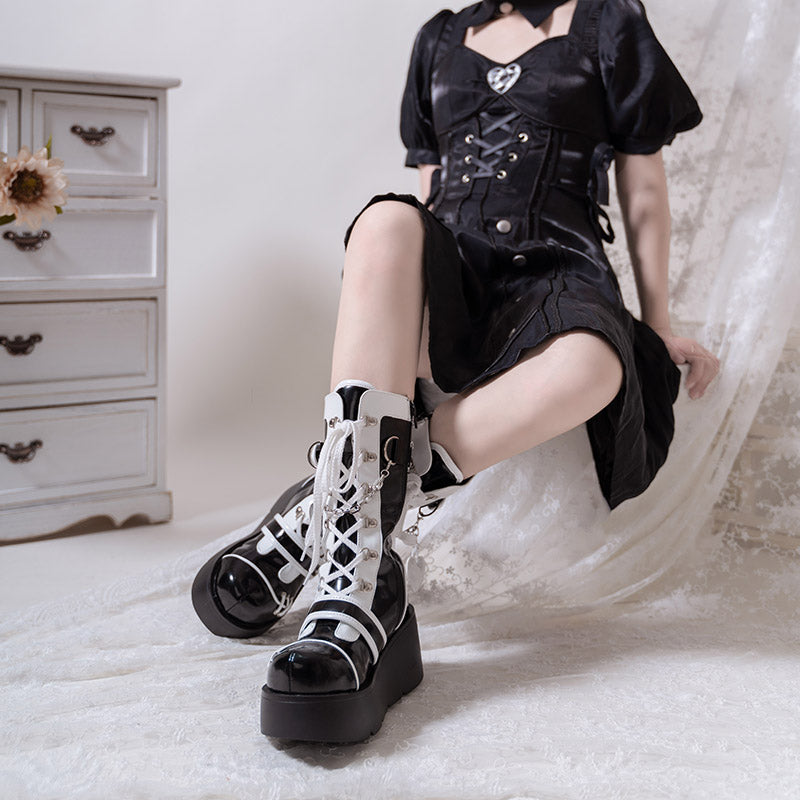 Cute Lolita Lace Up Martin Boots