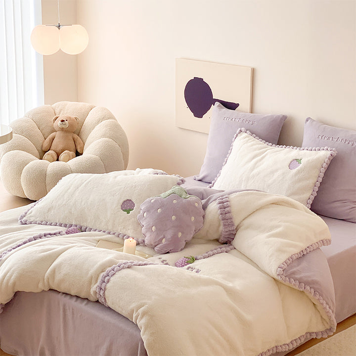 Purple Strawberry Bedding Set