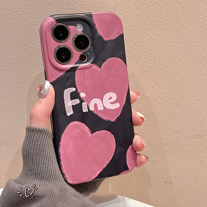 Pink Love Heart Print iPhone Case