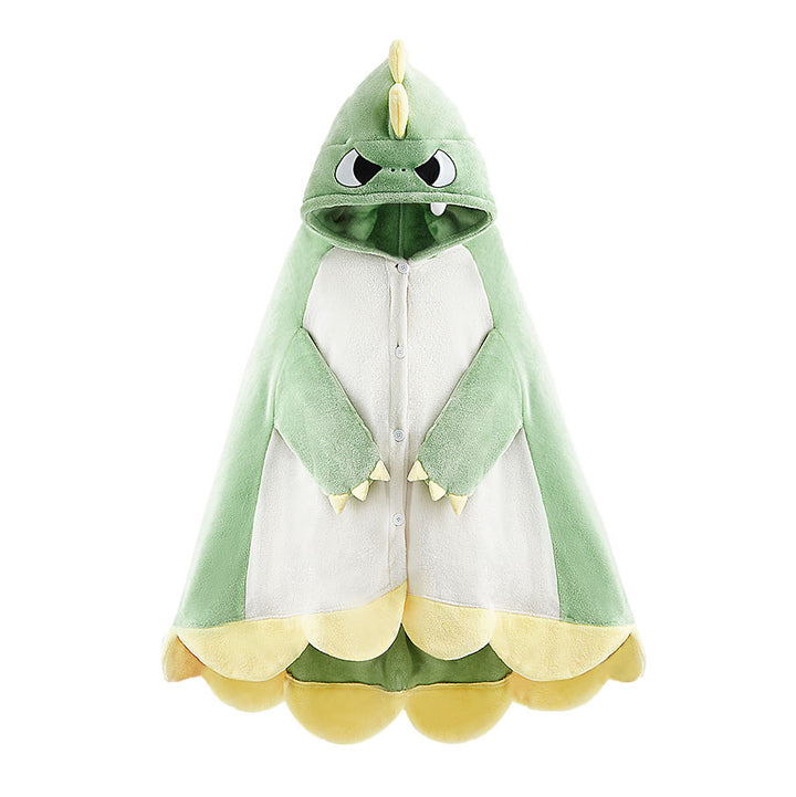 Cartoon Dinosaur Plush Hooded Blanket