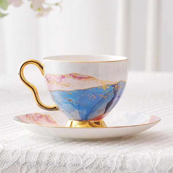 Golden Gilded China Coffee Cup Set