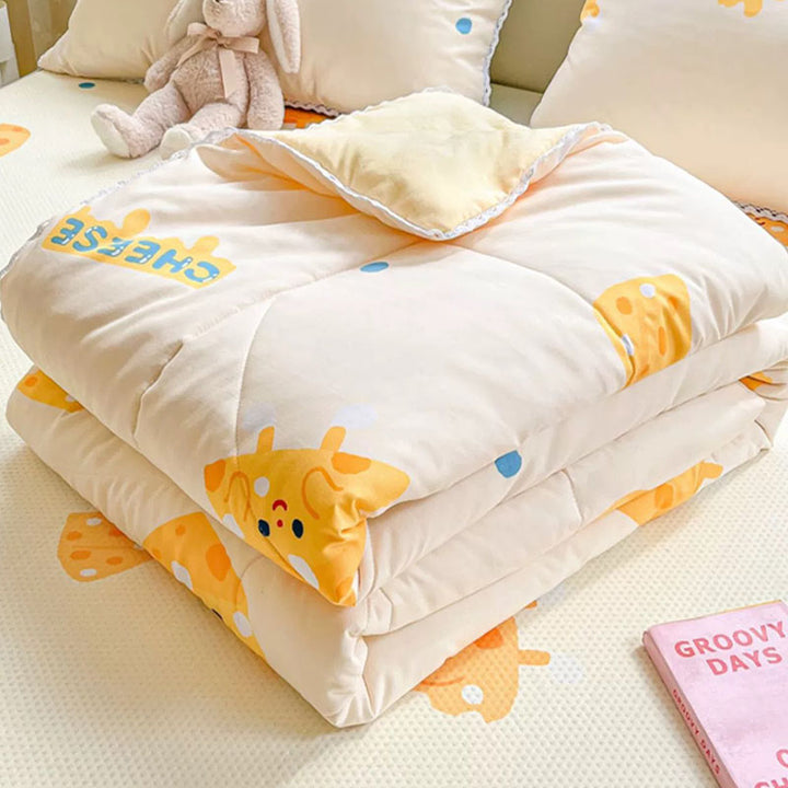 Cartoon Cheese Print Blanket for Summer