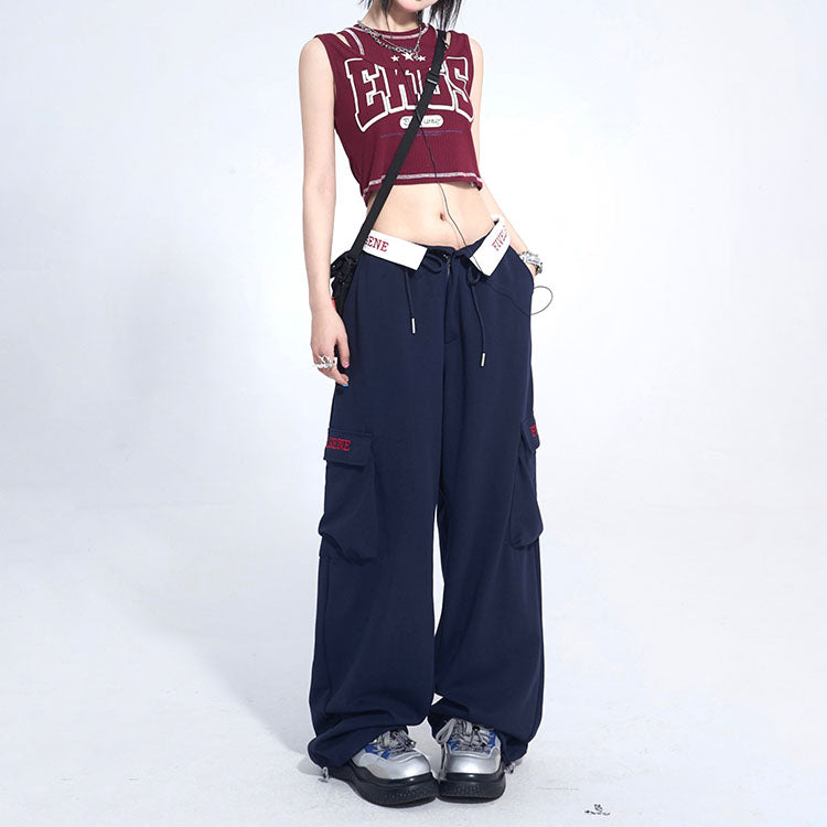Spicy Girl High-Waisted Wide-Leg Pants with Collar