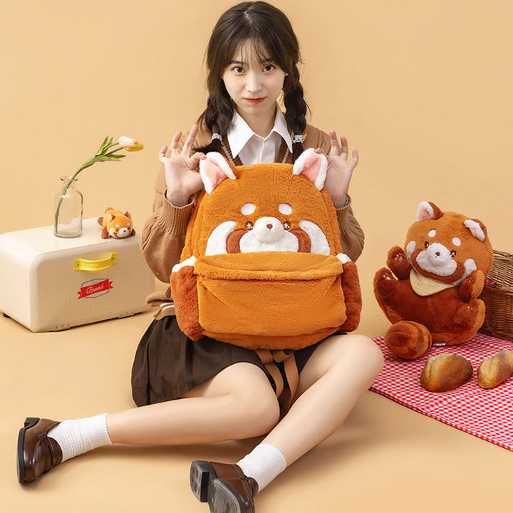 Kawaii Red Bear Plush Backpack