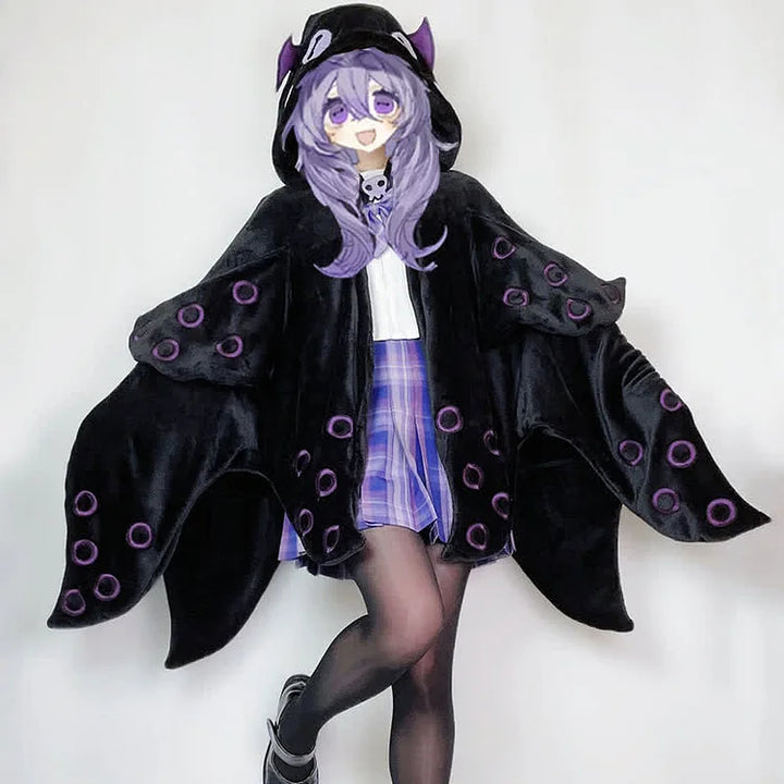 Halloween Cartoon Octopus Wearable Hooded Blanket
