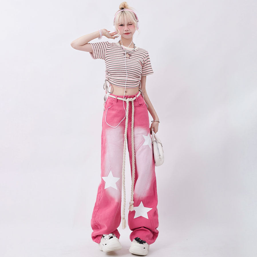 Stars High Waist Pink Jean