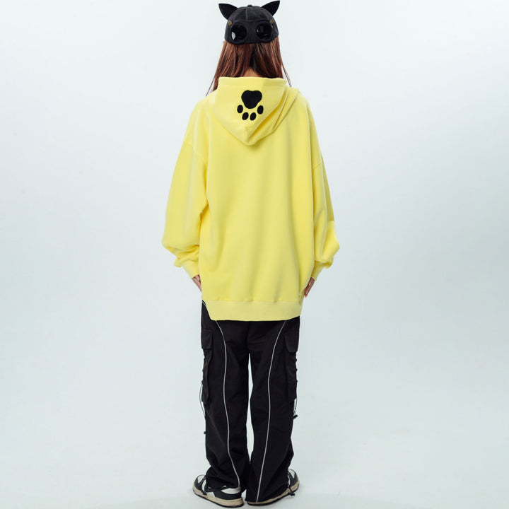 Kittys Print Pocket Loose Hoodie
