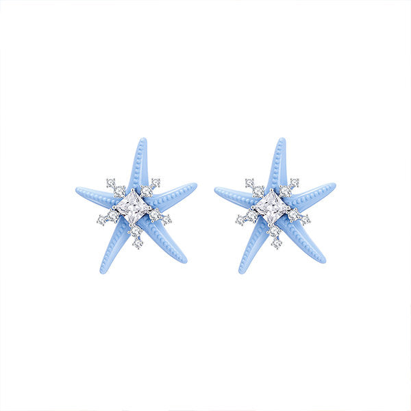 Blue Starfish Earrings