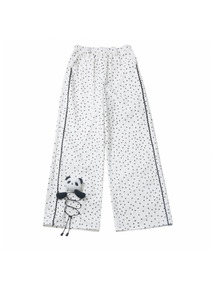 Cute Panda Collar Top/Polka Dot Pants/Skirt