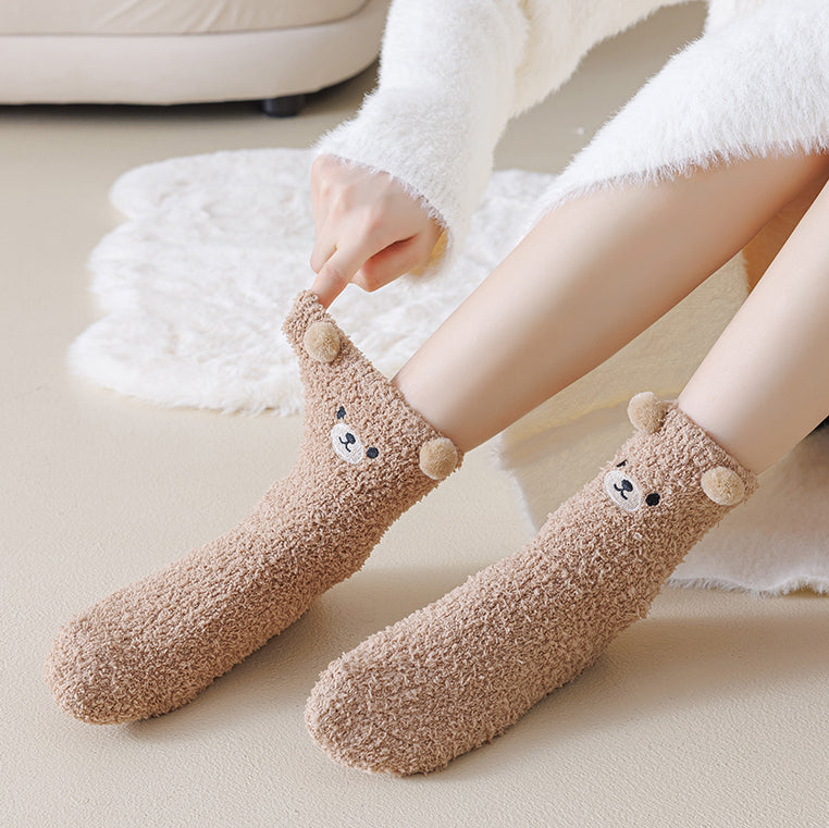 Cartoon Bear Thickened Autumn/Winter Socks 2 pairs/set