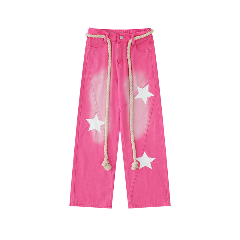 Stars High Waist Pink Jean