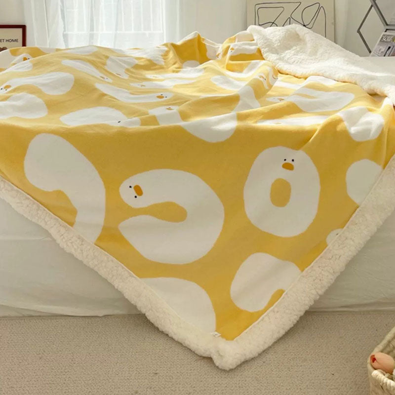 Cartoon Duckling Print Blanket