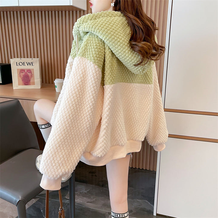 Korean-style Loose-Fit Fleece Hoodie Outerwear