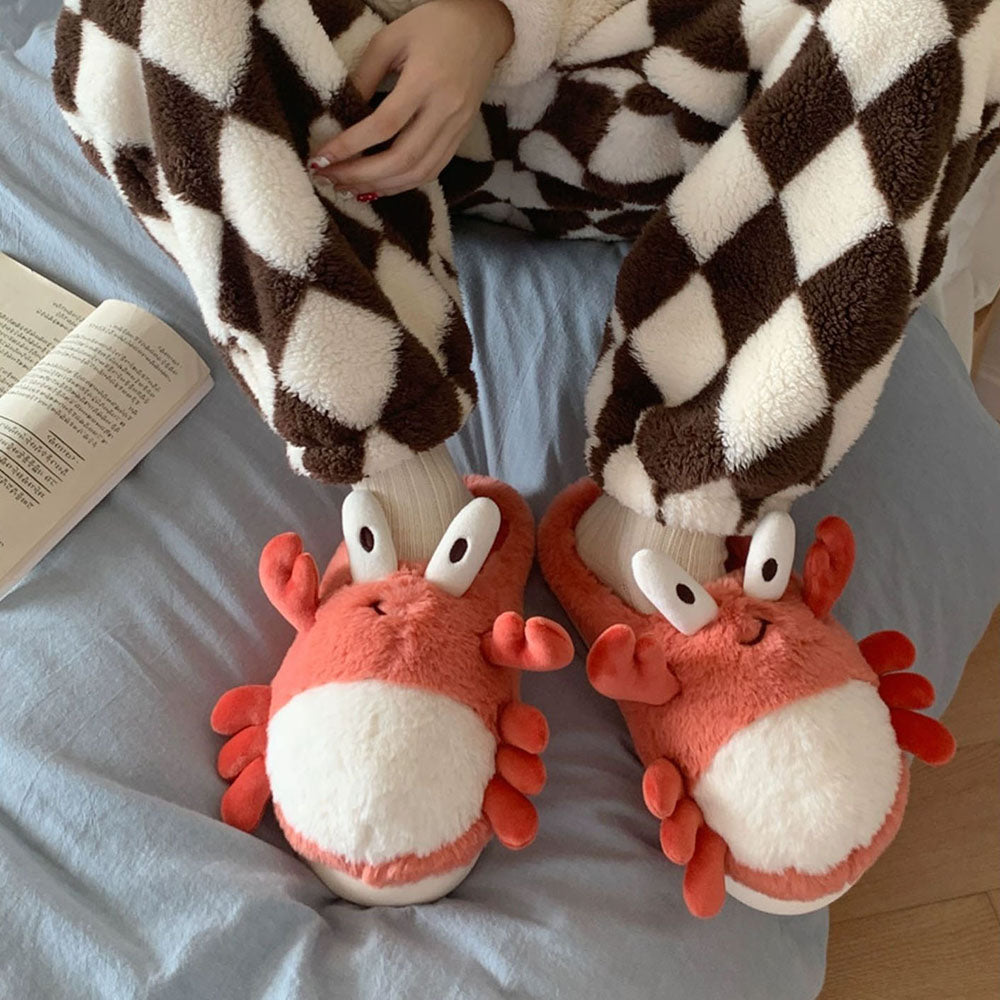 Cute Cartoon Crabs Plush Slippers