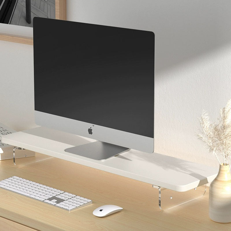 White Minimalist Wooden Monitor Stand