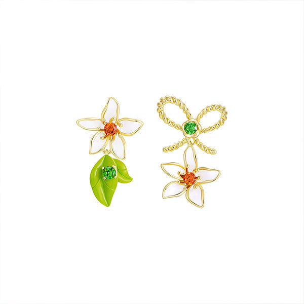 Fashion Flower Silver Earrings