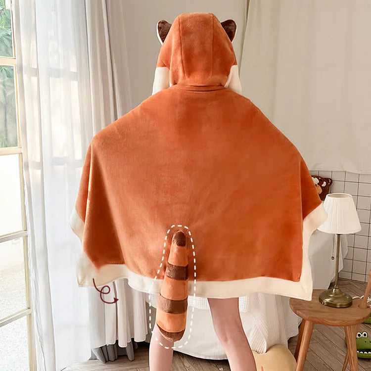 Cartoon Bear Plush Wearable Hooded Blanket
