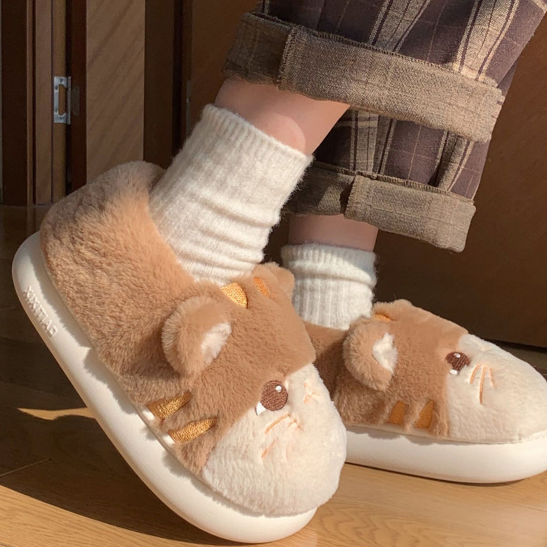 Kawaii Cartoon Hamster Plush Slippers