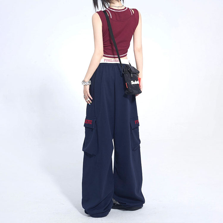 Spicy Girl High-Waisted Wide-Leg Pants with Collar